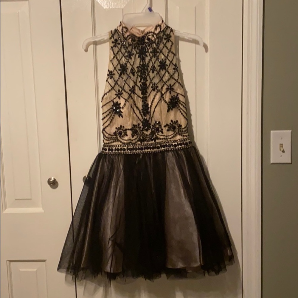 Black & champagne party dress